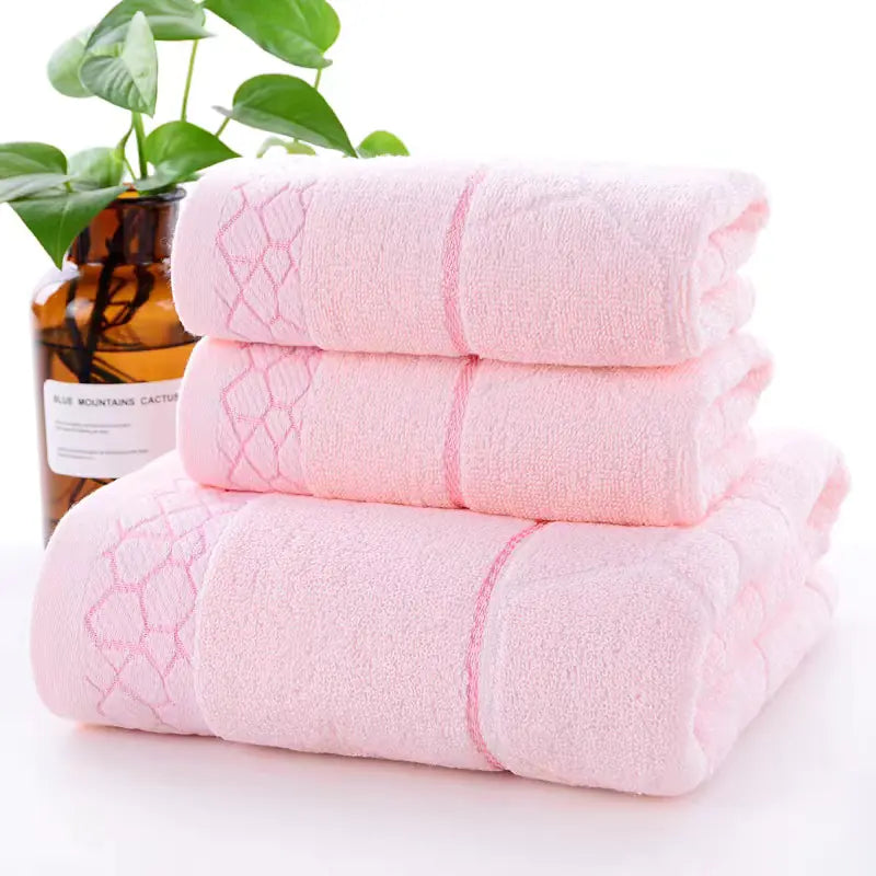 3pcs Solid Color Pure Cotton Bath Towel Set